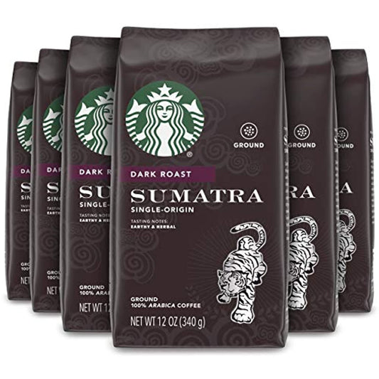 6 PACK Starbucks Sumatra Dark Roast Ground Coffee Best Before 10/2021