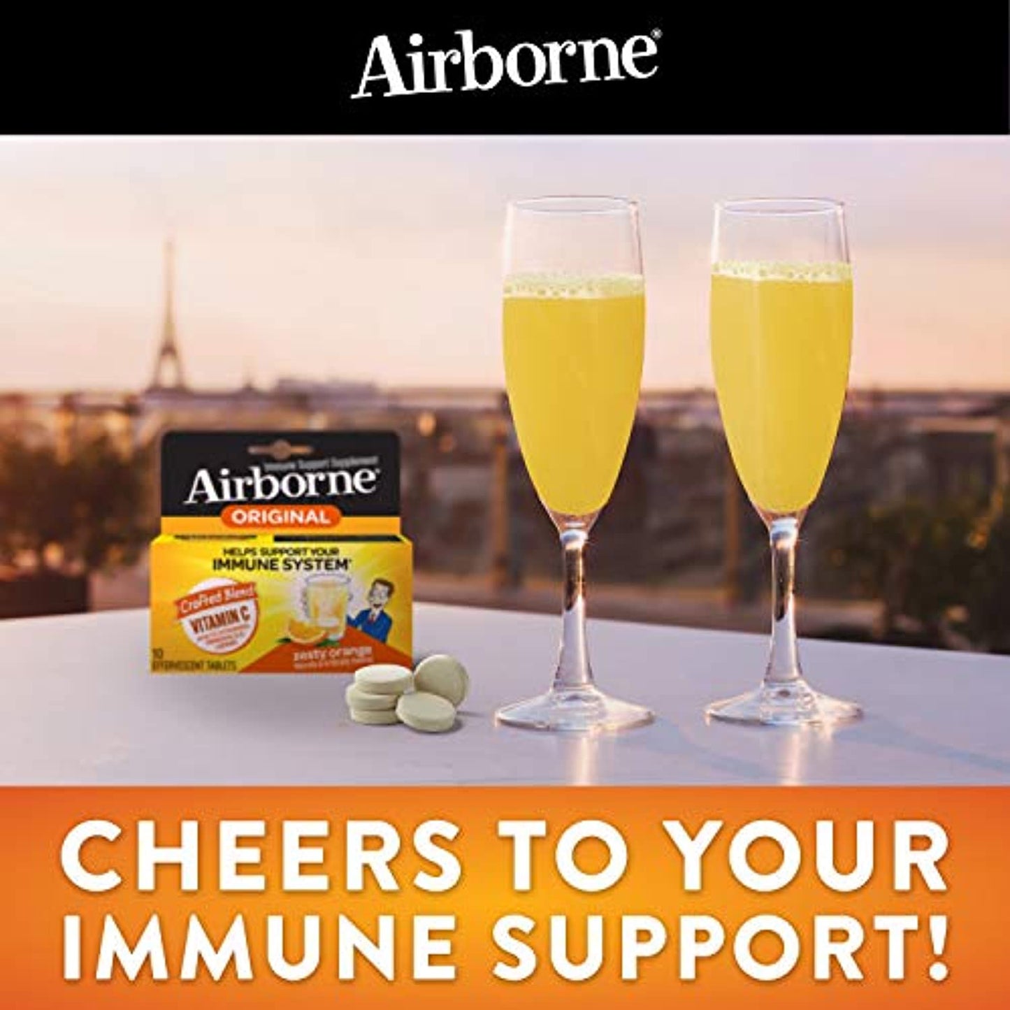 Airborne Original Vitamin C Zesty Orange Effervescent Tablets 10ct 4PK Exp 9/22+