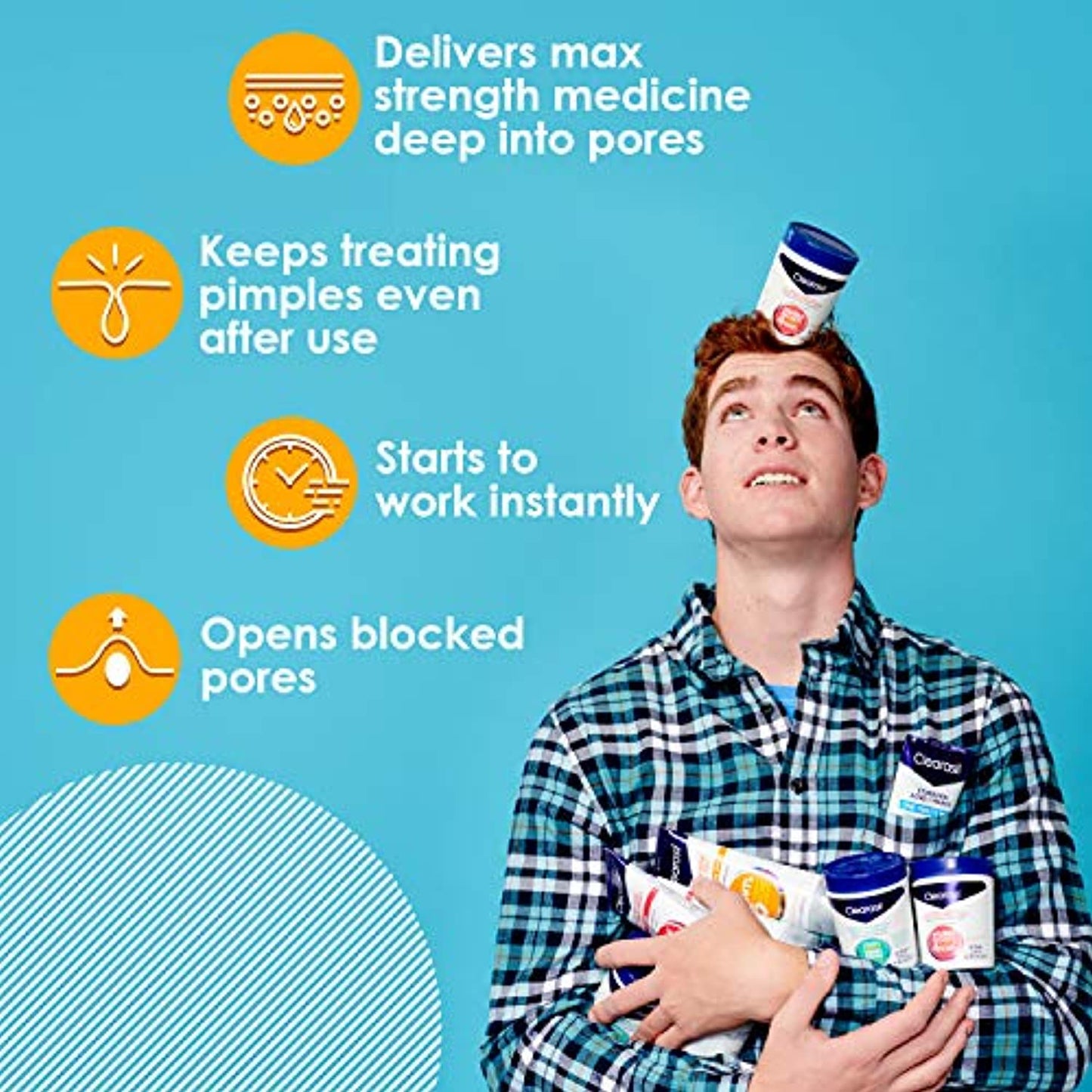 Acne Treatment Facial Cleansing Pads- Clearasil Rapid Rescue Deep Treatment Pads with Salicylic Acid Acne Medication, 90 Count (Pack of 6)