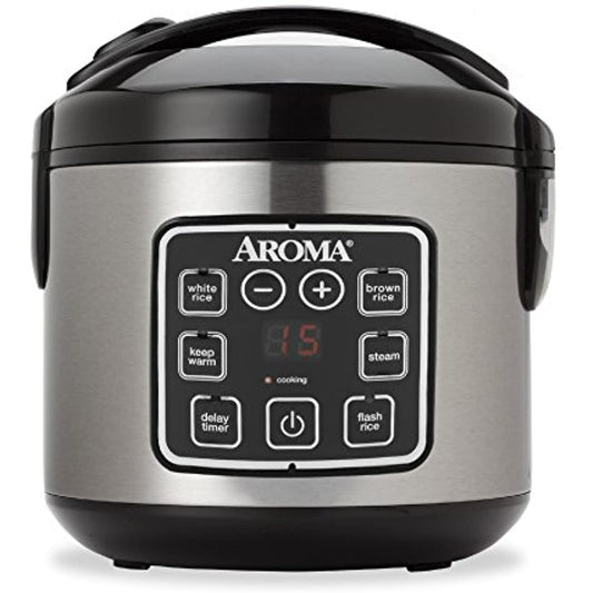 Aroma 8-Cup/ 2 Quarts, Rice & Grain MultiCooker Stainless Steel - OPEN BOX