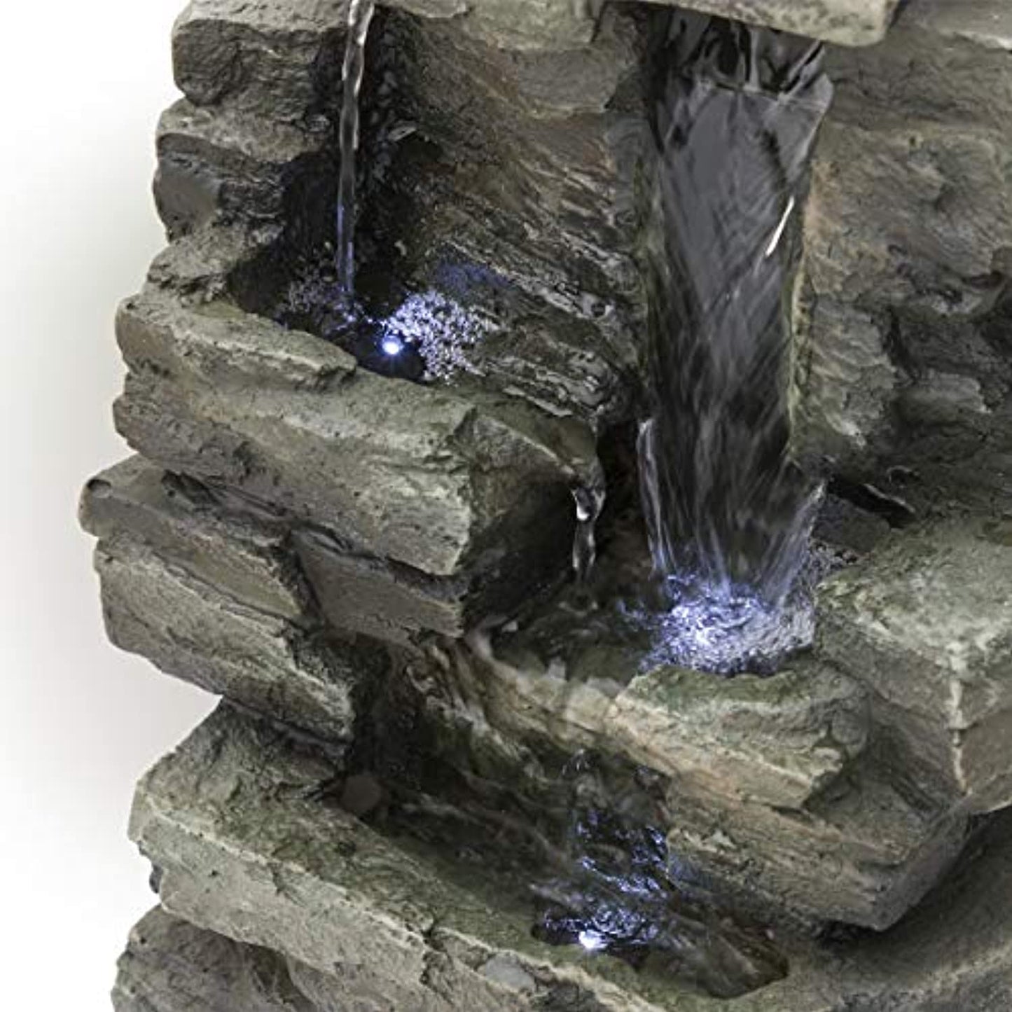 Alpine Cascading Tabletop Fountain with LED Lights- 13" Tall- Dark Grey open box