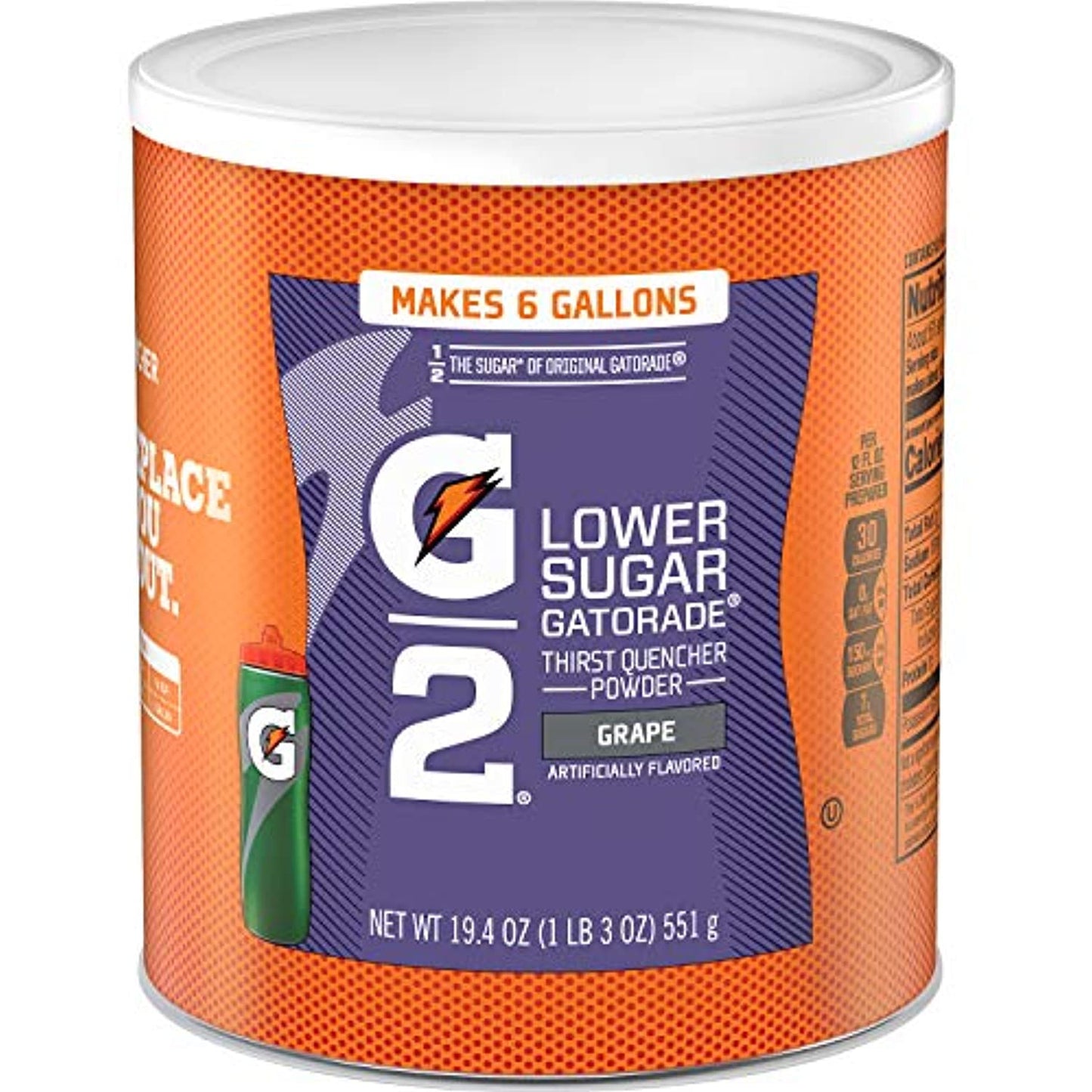 6 PACK Gatorade Thirst Quencher Powder, G2 Low Calorie, Grape, 19.4 Ounce 8/2021