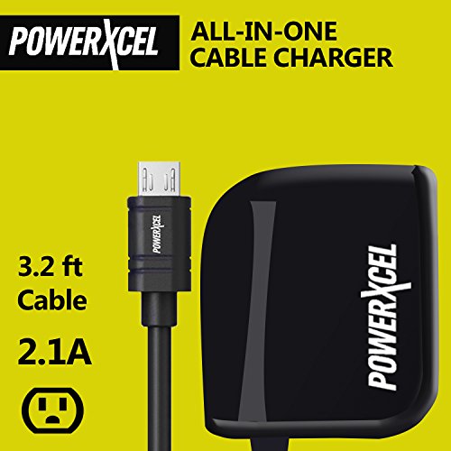 All-in-One Micro USB 3ft Data Sync Cable with Rapid Charge AC Wall Adaptor, 2x