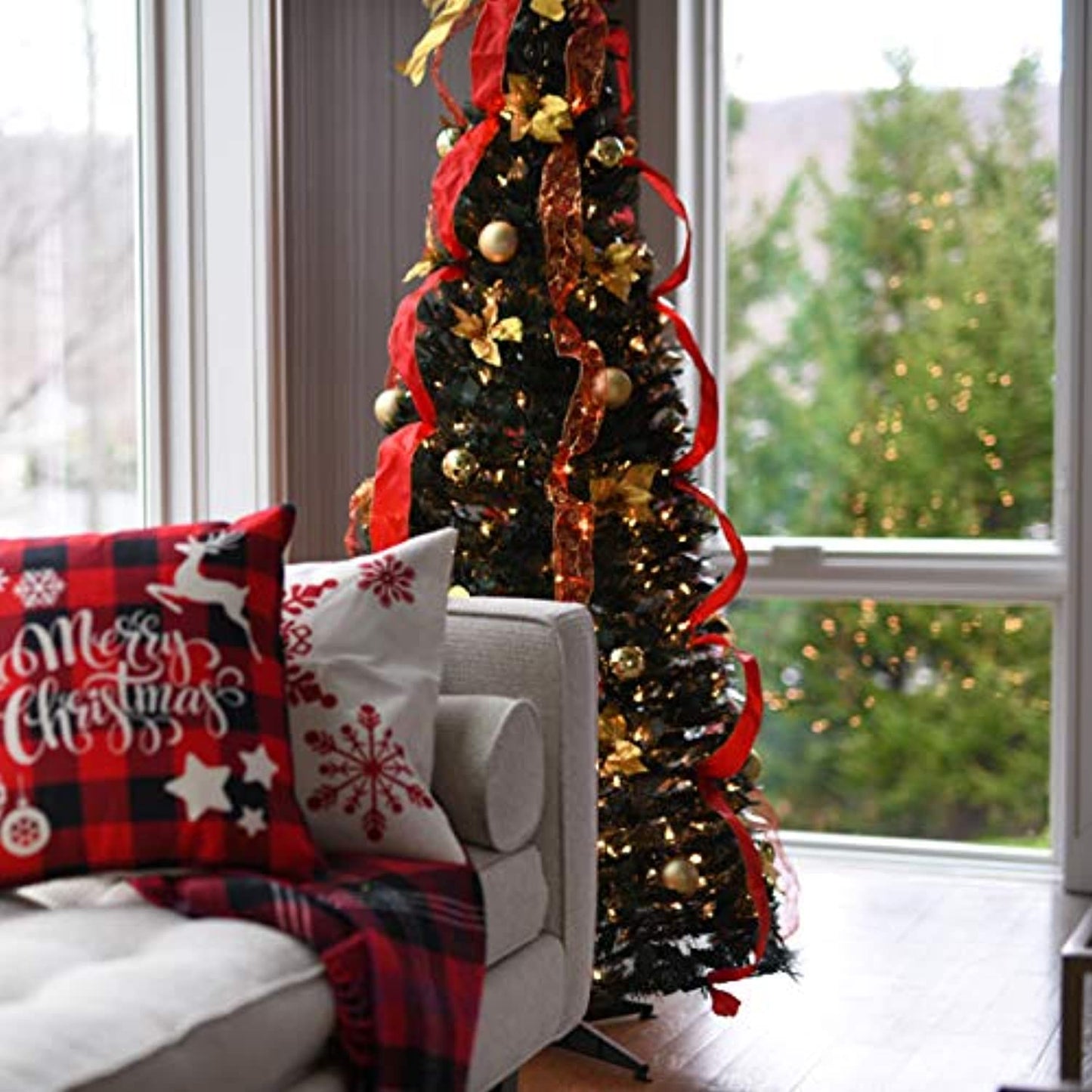 Christmas Tree Pre-lit 6 Ft  Pop Up with Holiday Decorations/ Stand (PREOWNED)