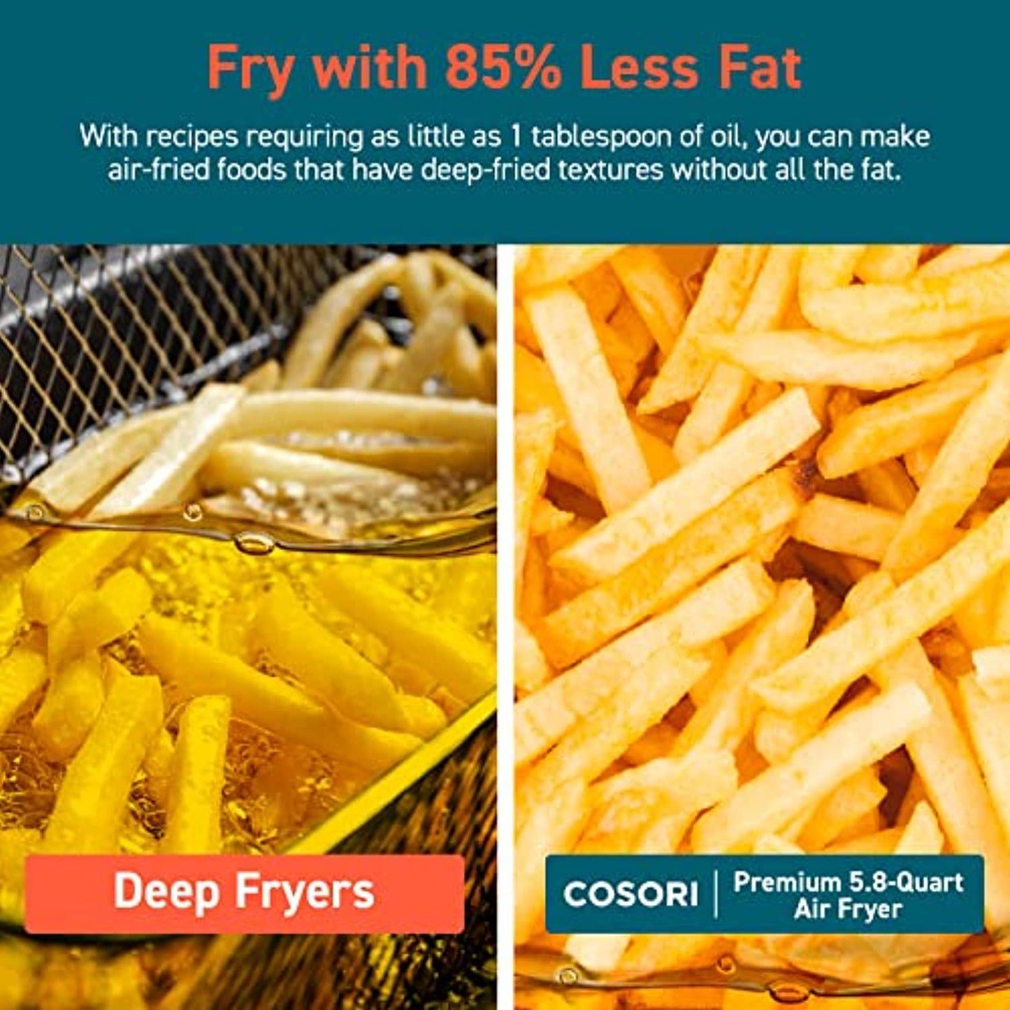 COSORI Air Fryer Oven Combo 5.8QT Max Xl Large Cooker Black