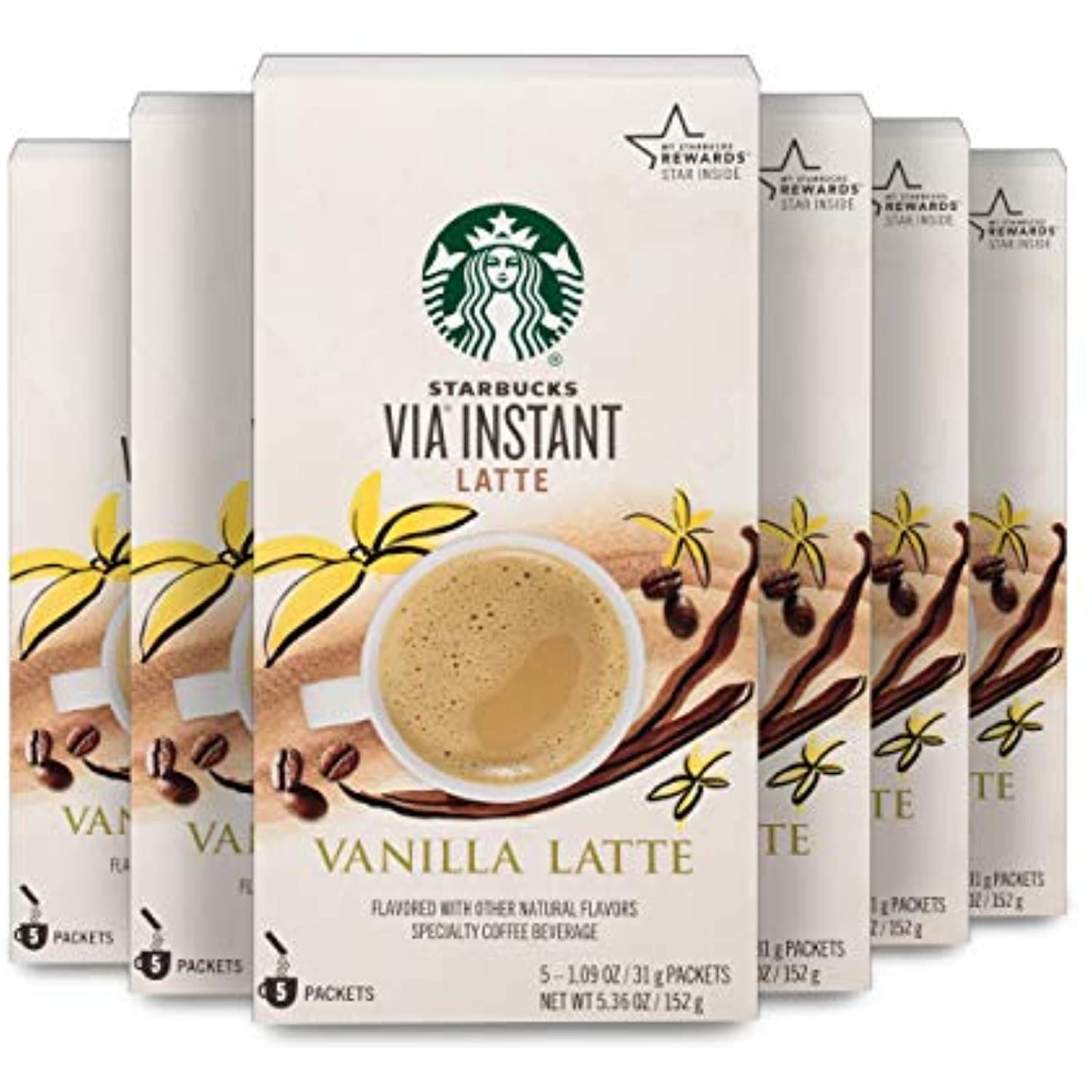 12 Boxes Starbucks VIA Instant Latte Vanilla 5 Packets Each 60 Total BBD 1/2021