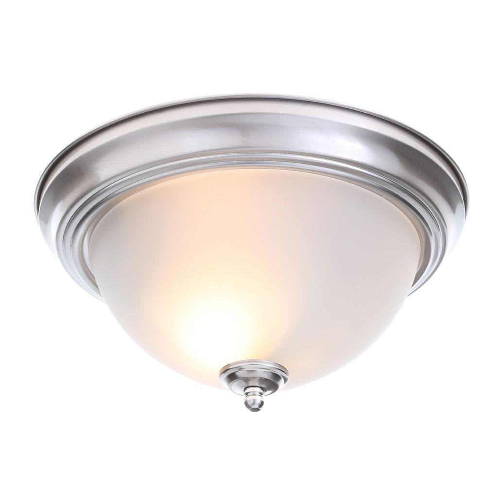 Commercial Electric Twin Pack 2-Light Brushed Nickel Flushmount