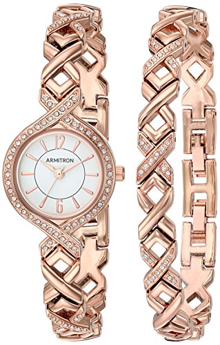 Armitron Women's 75/5412WTRGST Swarovski Crystal Accented Rose Gold-Tone Watch