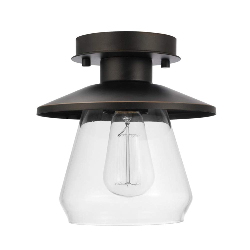Globe Electric Vintage SemiFlush Mount Oil Rubbed Bronze and Glass Ceiling Light