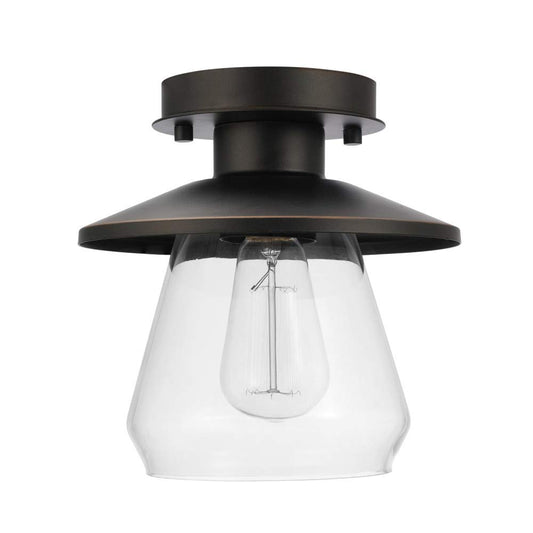 Globe Electric Vintage SemiFlush Mount Oil Rubbed Bronze and Glass Ceiling Light