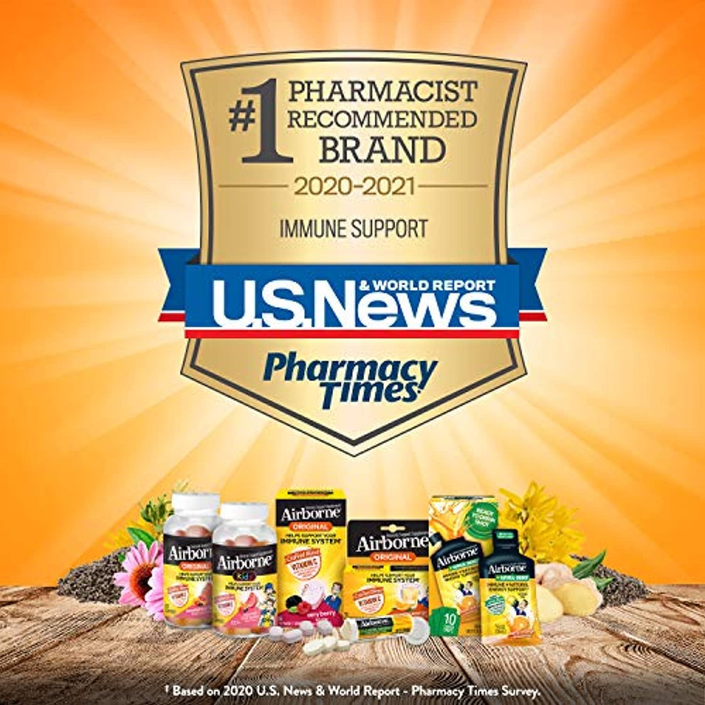 Airborne Original Vitamin C Zesty Orange Effervescent Tablets 10ct 4PK Exp 9/22+