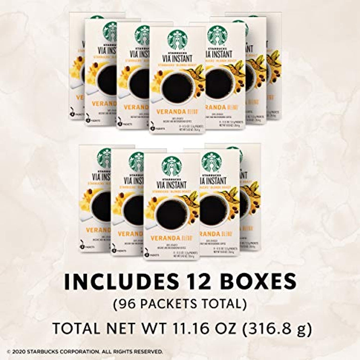 72 COUNT Starbucks VIA Veranda Instant Coffee Blonde Roast READ DESCRIPTION