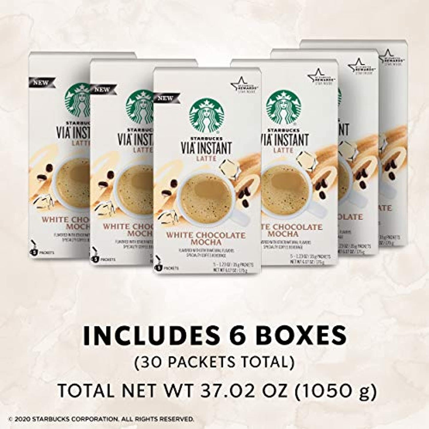 12 Boxes Starbucks Via White Chocolate Mocha Latte Flavor 60 Packs Best By 1/21