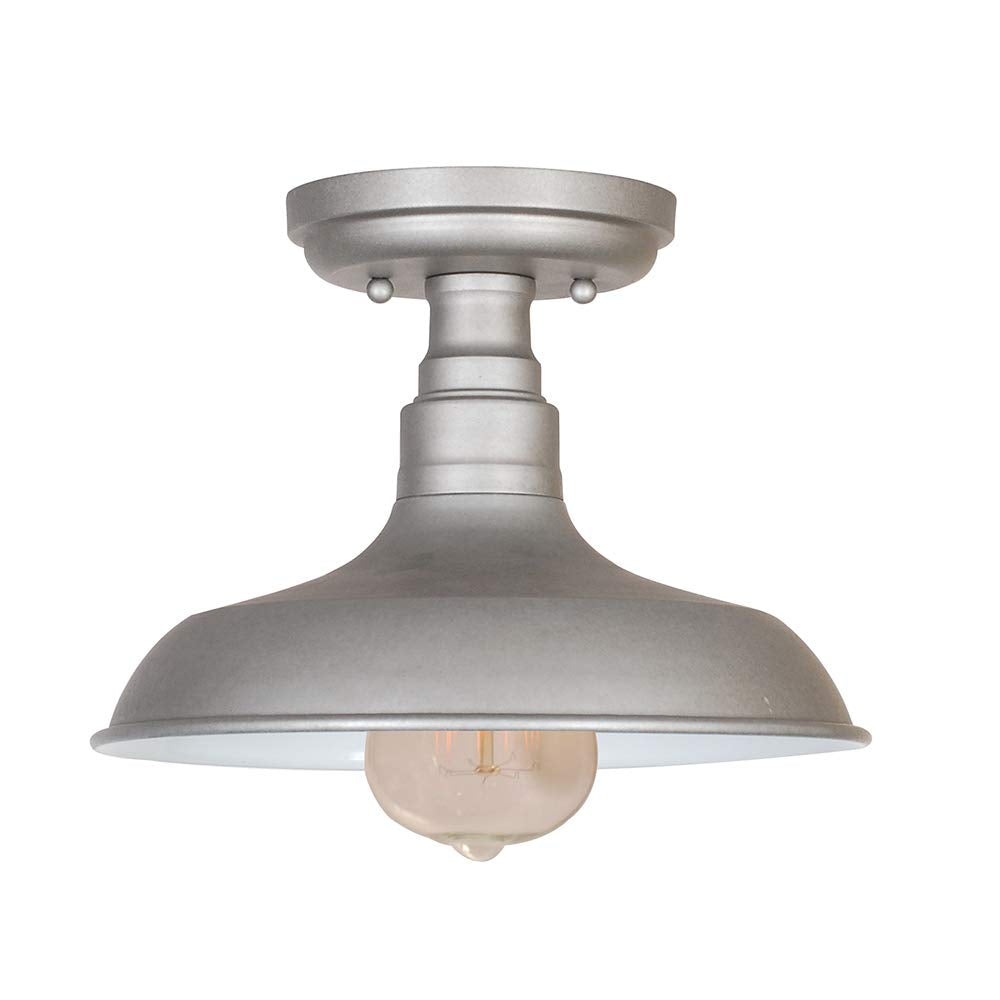 Design House 519876 Kimball Industrial Farmhouse 1 Indoor Semi-Flush Ceiling Mount Light with Metal Shade for Kitchen Hallway Dining Room Bedroom, Galvanized Steel
