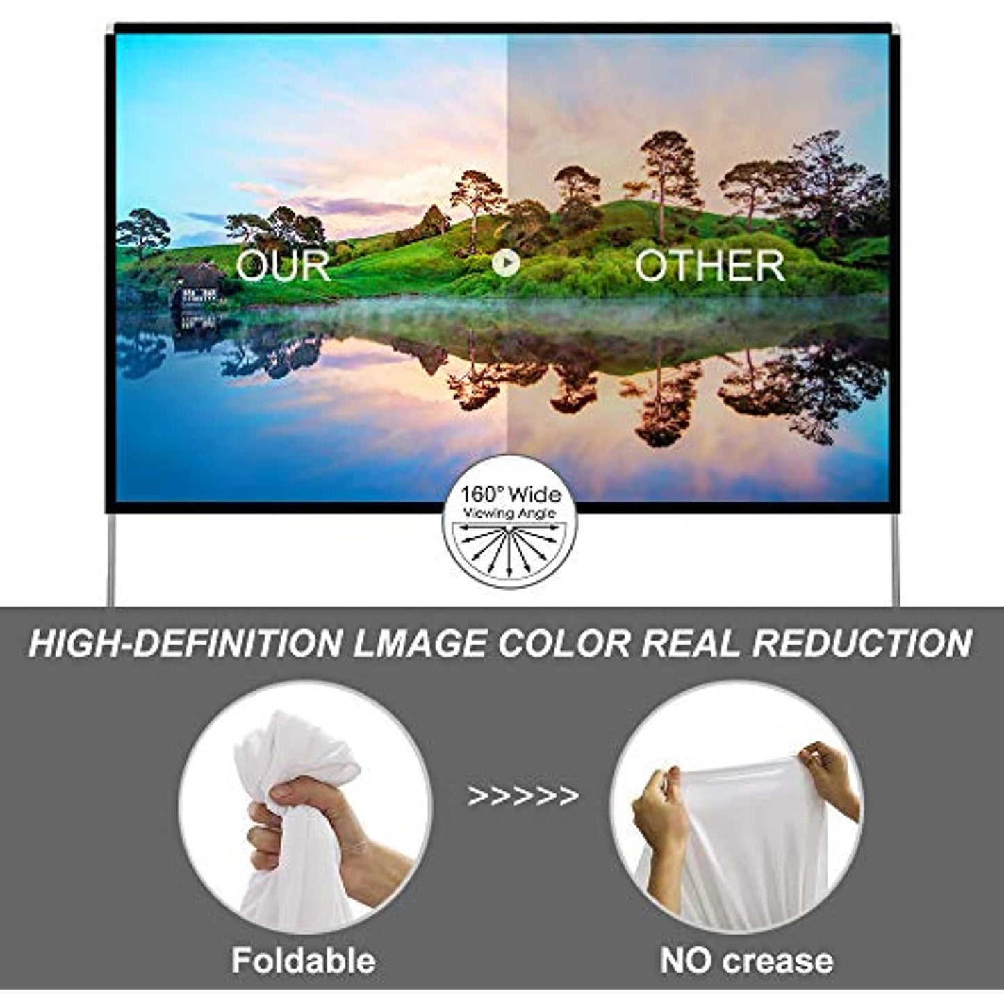 100" -16:9 4K HD Rear Front Projections Movies Screen with Carry Bag - OPEN BOX