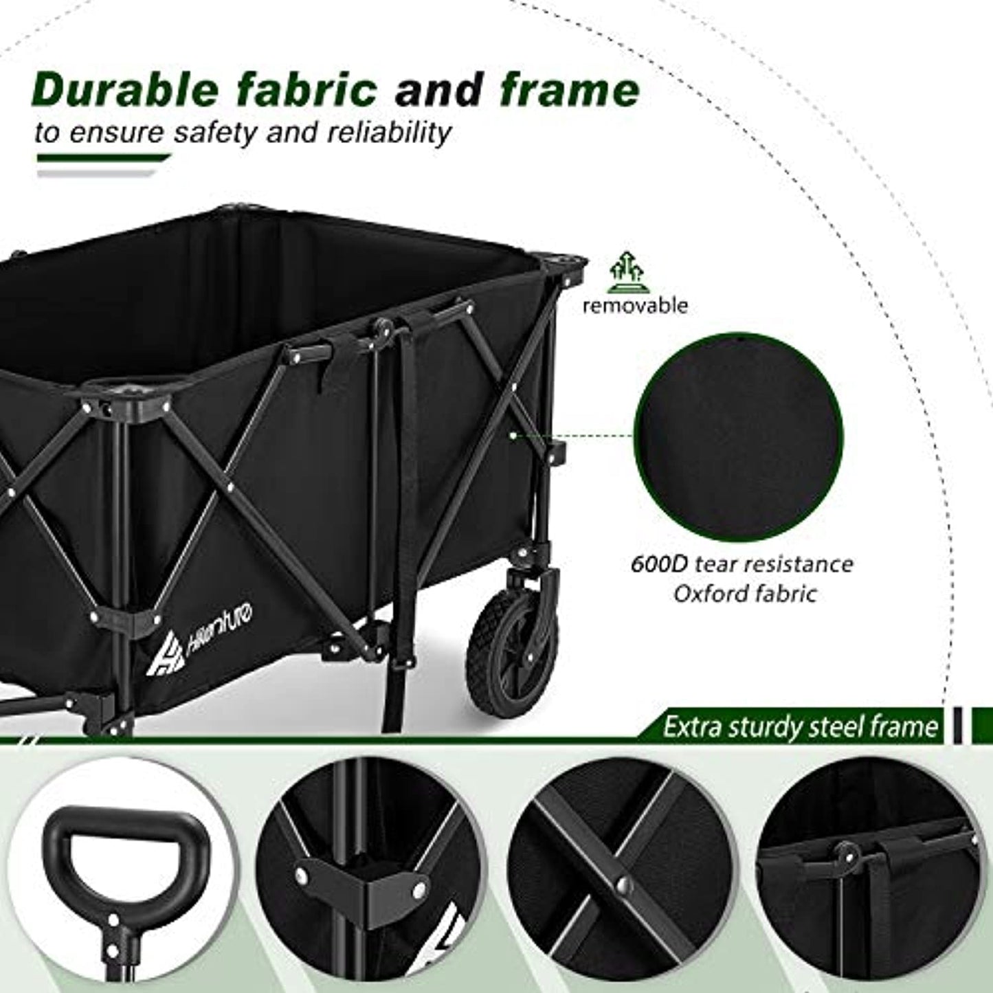 Hikenture Heavy Duty Utility Collapsible Wagon with All-Terrain Wheels, PREOWNED