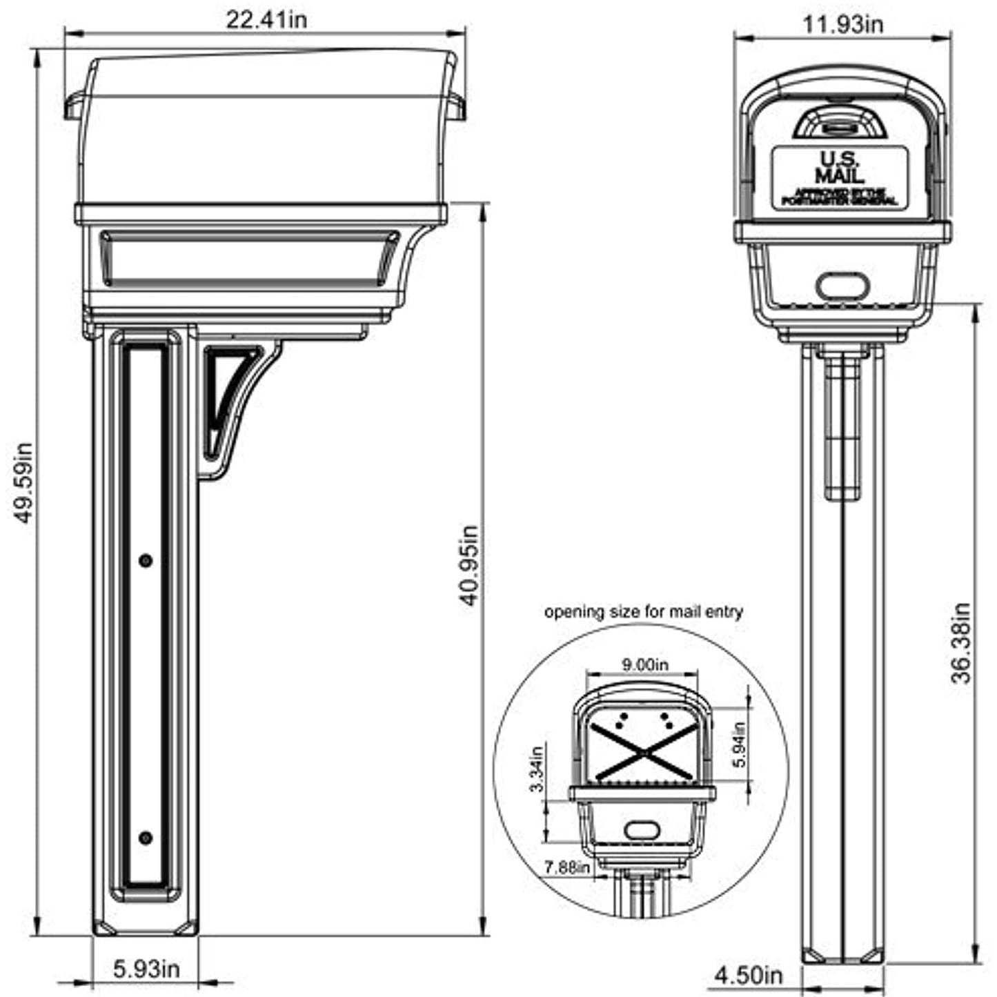 GIBRALTAR Mailboxes Plastic Mail & Post Kit, Black GGC1B0000 Rustproof- OPEN BOX