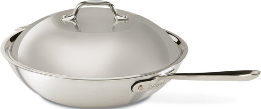 All-Clad 7412 MC2 Professional Master Chef 2 Stainless Steel Bi-Ply Bonded Oven Safe PFOA Free Chefs Pan with Lid Cookware, 12-Inch, Silver