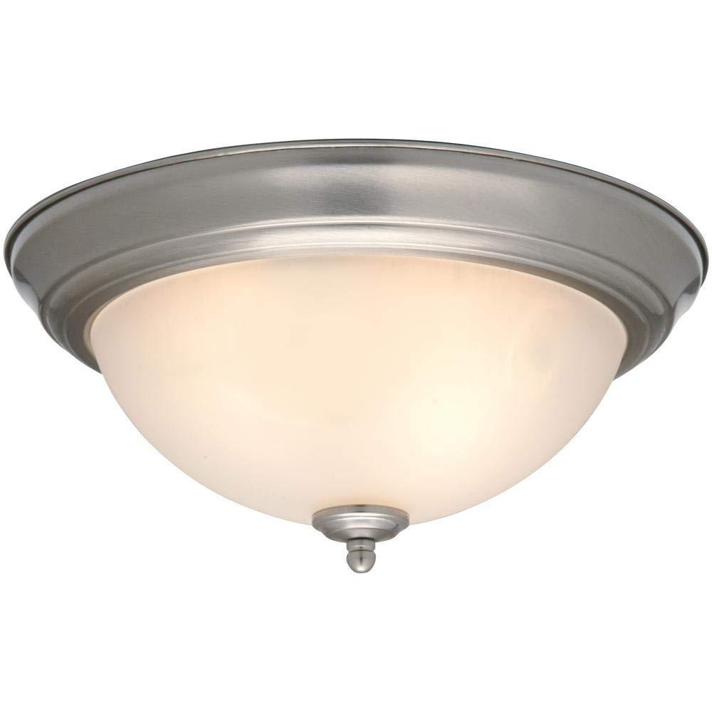 Commercial Electric Twin Pack 2-Light Brushed Nickel Flushmount