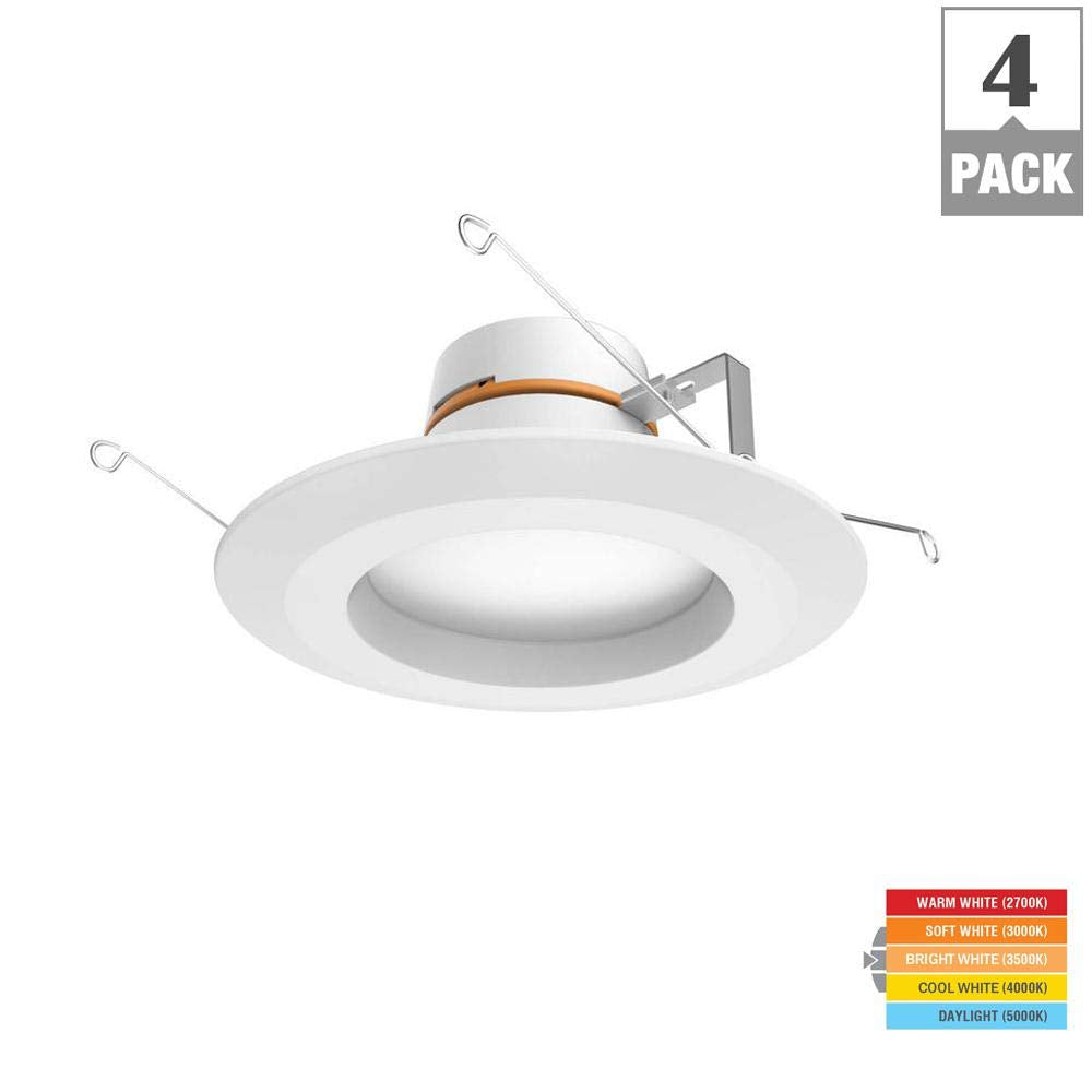 4 PACK Commercial Electric 5/6 in White Integrated LED Energy Star Color ..