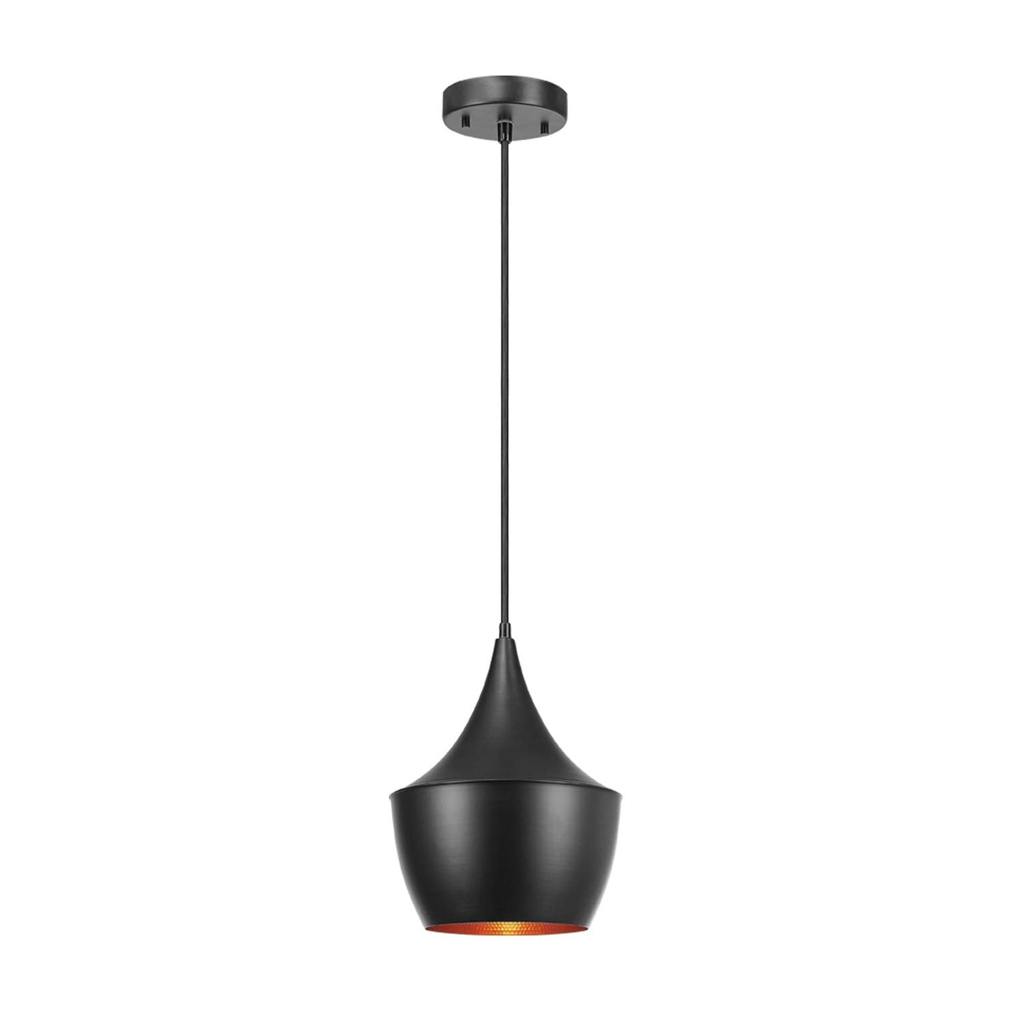 Globe Electric Flo 1-Light Pendant, Matte Black, Gold Interior 63871