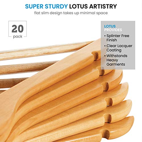 High-Grade Wooden Suit Hangers (20 Pack) - Smooth Finish Solid Wood Coat Hanger