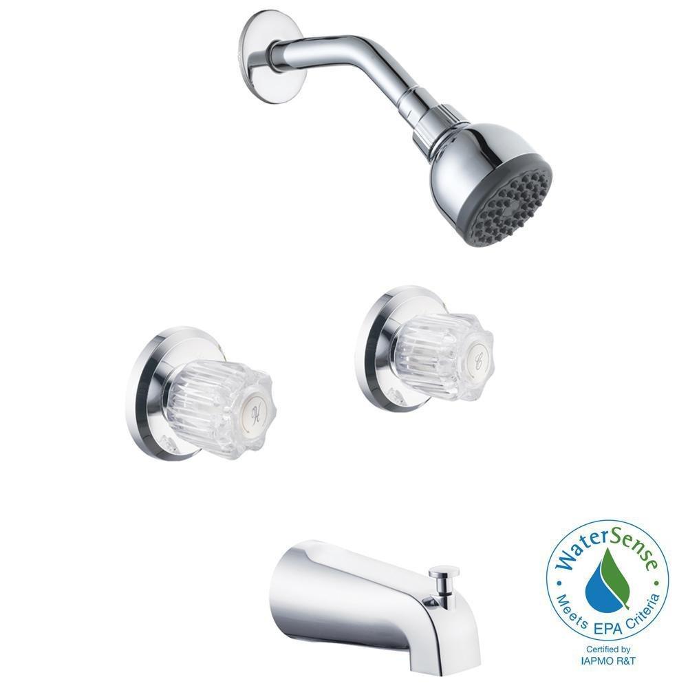 Glacier Bay 833X-0001 Aragon WaterSense 2-Handle 1-Spray Tub and Shower Faucet