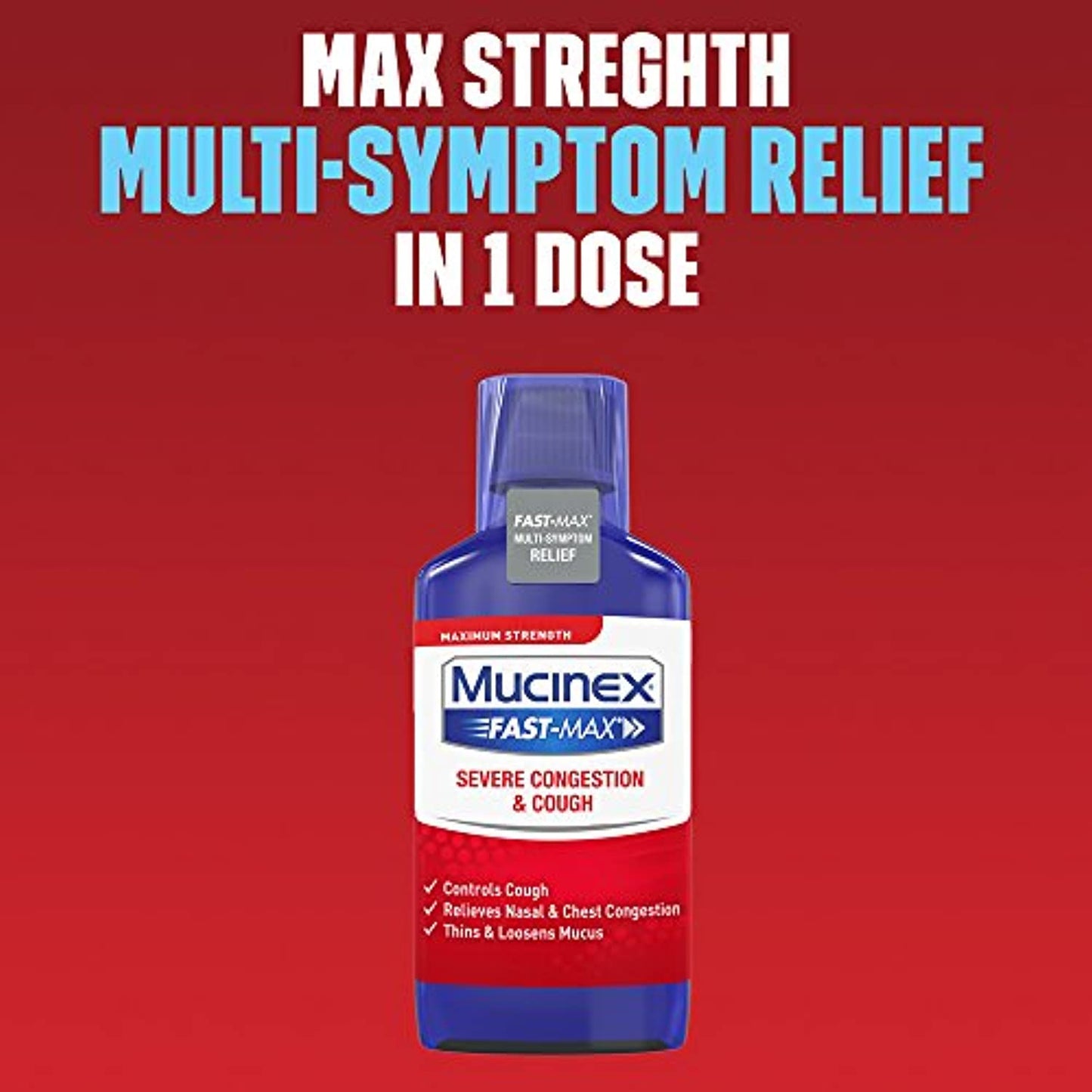 Congestion and Cough Liquid, Mucinex Fast-Max Severe Congestion and Cough Liquid, 6 fl. oz., Fast Acting Maximum Strength Formula (Pack of 4)