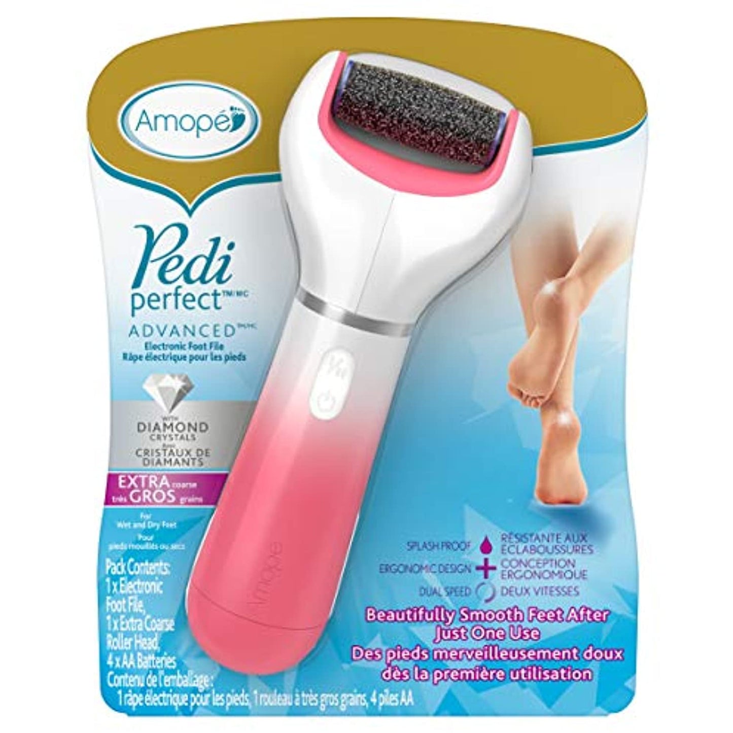 Amope Electronic Foot Filer Pedi Perfect With Avec Diamond Crystals, open box