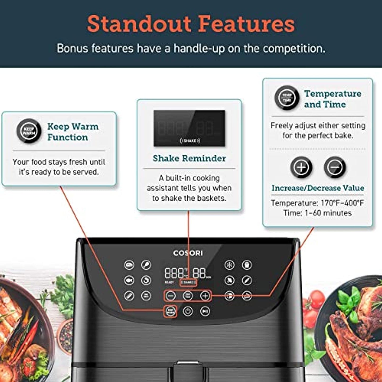 COSORI Air Fryer Oven Combo 5.8QT Max Xl Large Cooker Black