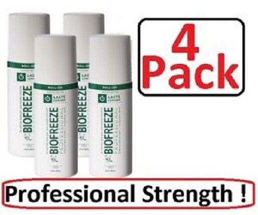 4 BRAND NEW BIOFREEZE ROLL-ON PAIN RELIEVING ROLL ON 3 OZ GENUINE BIOFREEZE