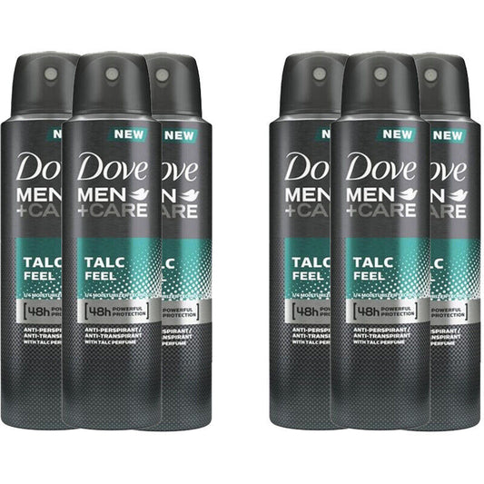 6 Pack Dove Men + Care Talc Feel 48 Hour Protection Deodorant Spray 150ml