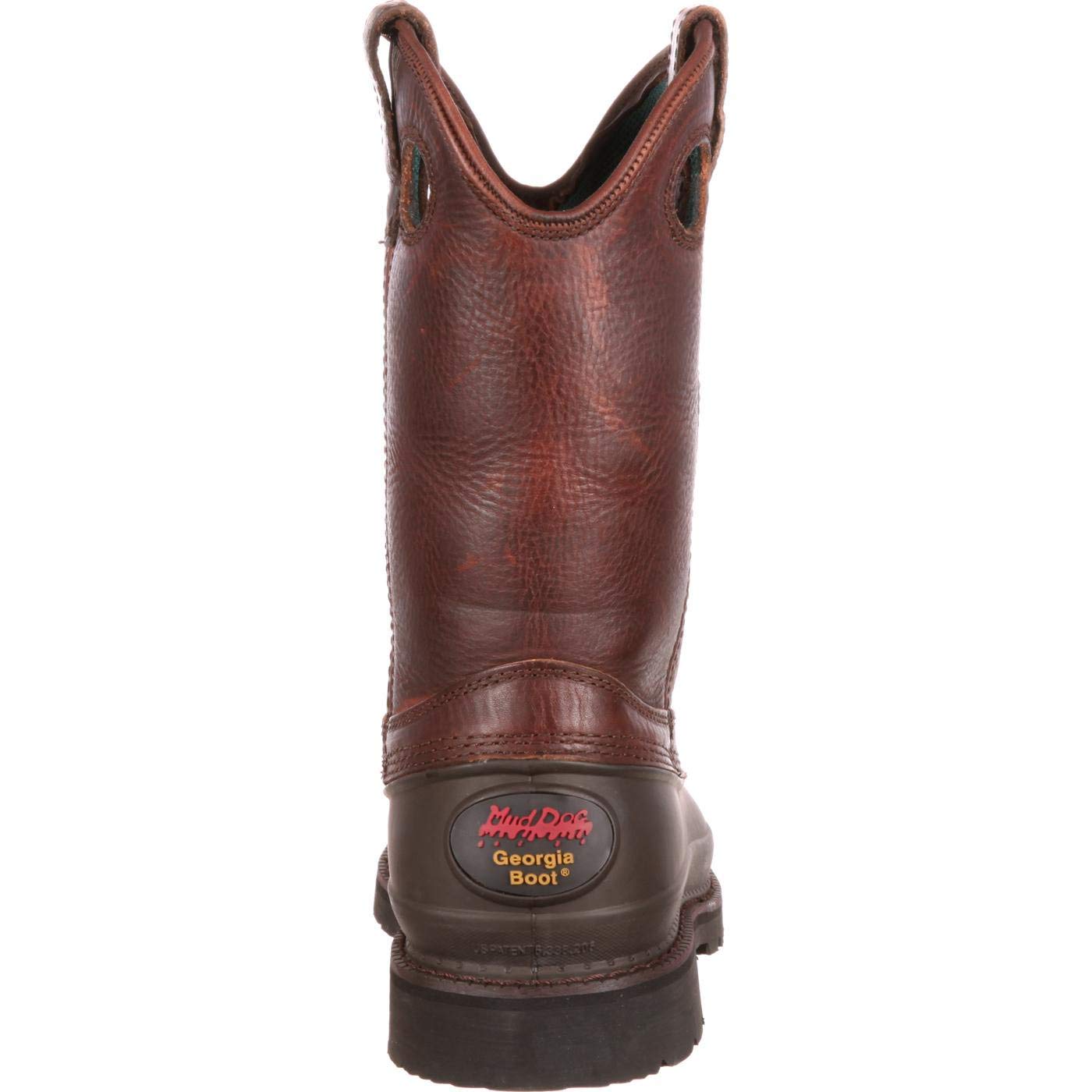 Georgia Men's Pull-On Mud Dog Steel Toe Comfort Core Work Boot ,Brown Natural,9.5 W