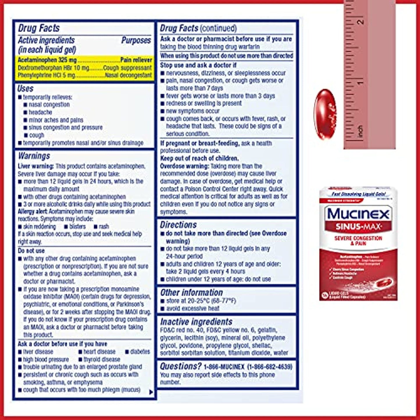 3X- Mucinex Sinus-Max Severe Congestion and Pain Liquid Gels - 16count EXP 12/21