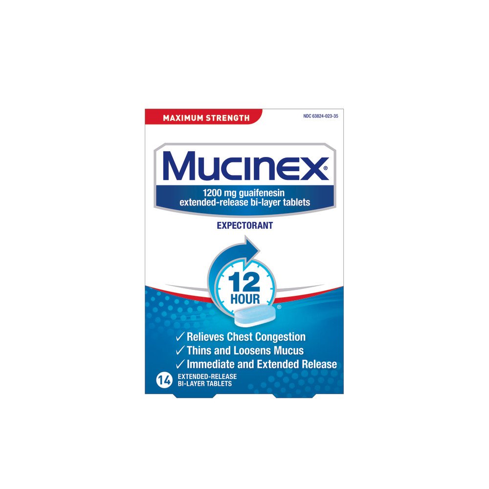 4 PACK Mucinex Maximum Strength 12HR Expectorant 14 Bi-Layer Tablets 8/2023
