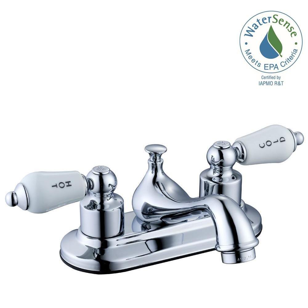 Calcier Bay Teapot 4 in. Centerset 2-Handle Low-Arc Bathroom Faucet in Chrome