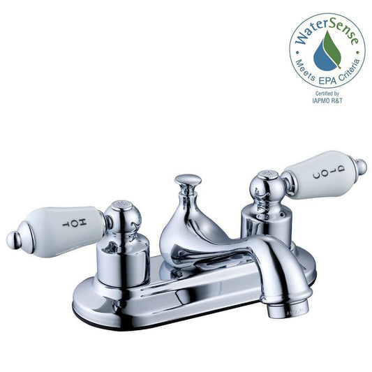 Calcier Bay Teapot 4 in. Centerset 2-Handle Low-Arc Bathroom Faucet in Chrome