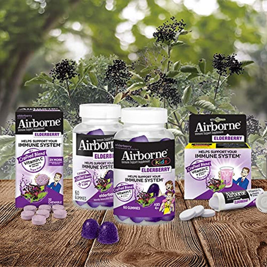 Airborne Immune Support Supplement Elderberry Flavor 32 Chews Tablets 6/2023