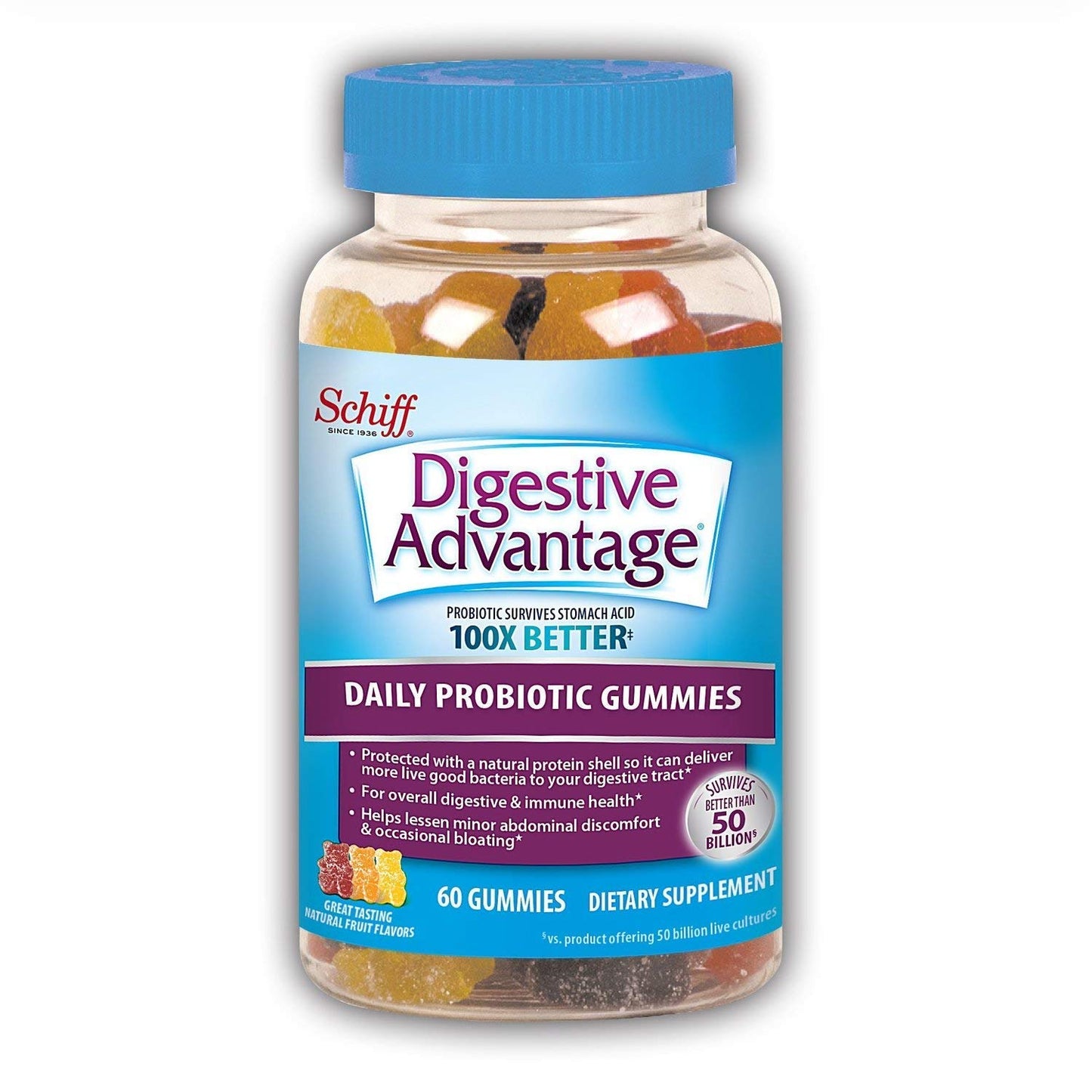 3 PK Schiff Digestive Advantage Daily Probiotics Gummies 60 Ct Each EXP 3/23+