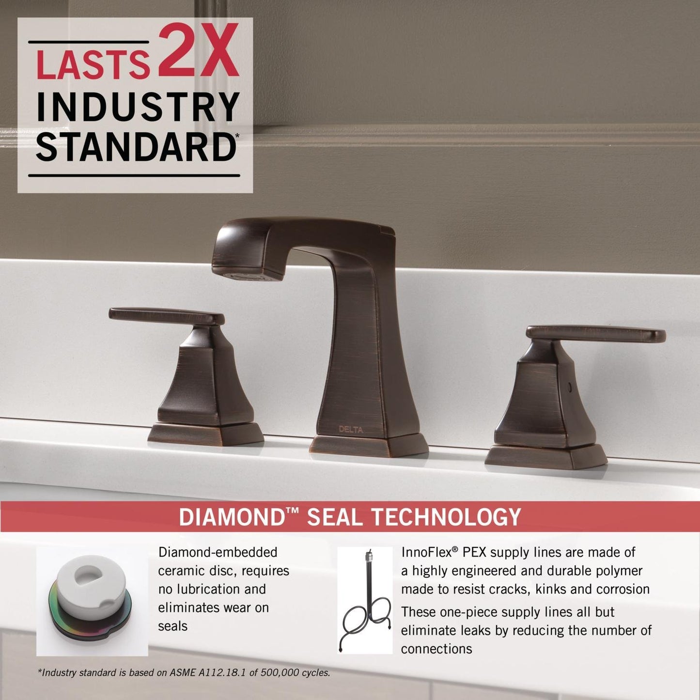 Delta Faucet Ashlyn 2-Handle Widespread Bathroom Faucet with Diamond Seal Technology and Metal Drain Assembly, Venetian Bronze 3564-RBMPU-DST