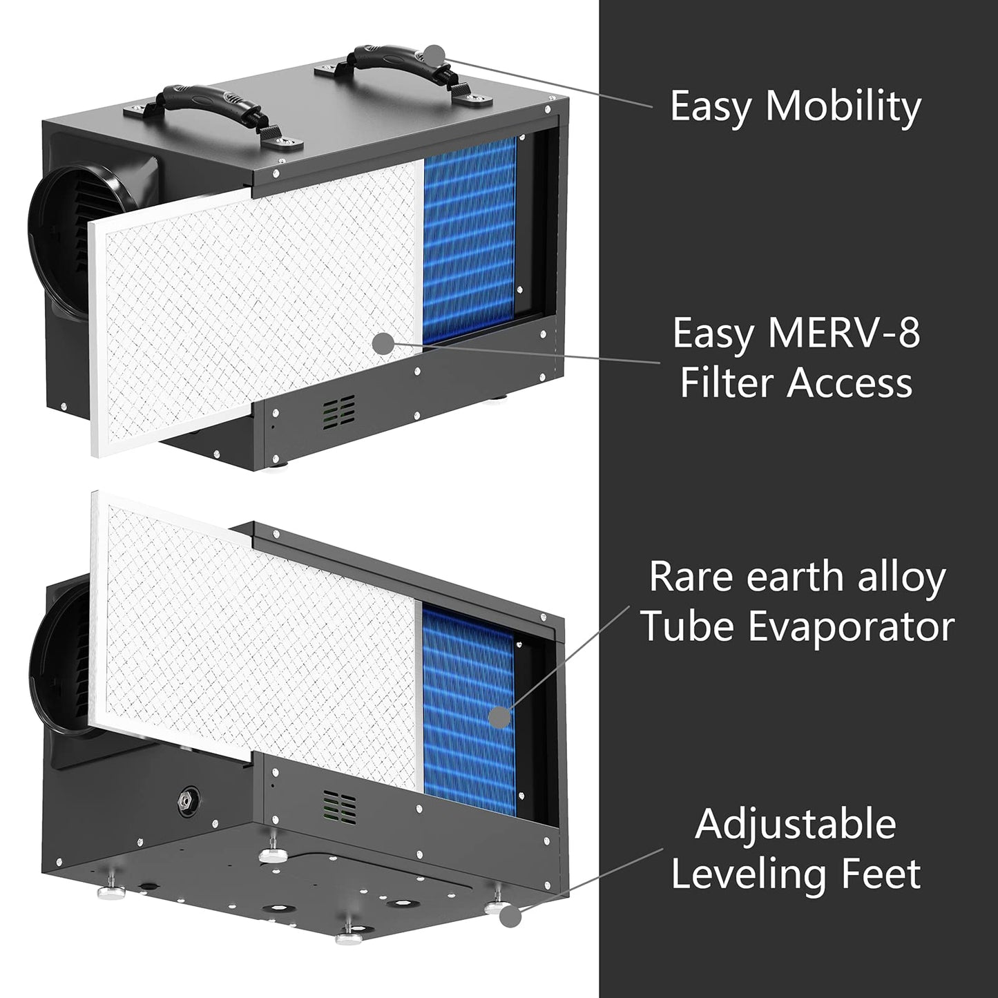 ALORAIR 120 PPD Commercial Dehumidifiers with Pump and Hose, Crawl Space Basement dehumidifier, Industry Water Damage Unit, Compact, Portable, Auto Defrost, Memory Starting, 5 Years Warranty