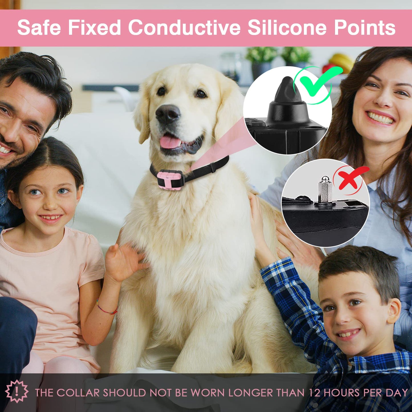 HKZOOI Dog Training Collar, Waterproof Shock Collars for Dog with Remote Range 1640 ft, 3 Training Modes, Beep, Vibration and Shock, Electric Dog Collar for Small Medium Large Dogs (Pinks)