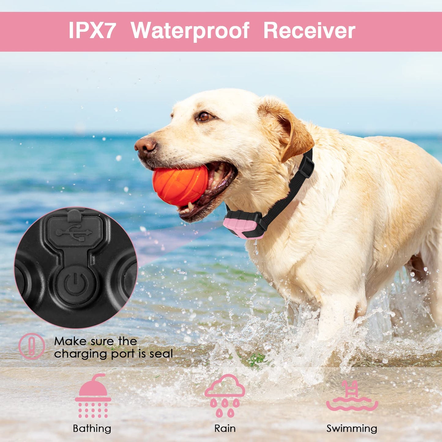 HKZOOI Dog Training Collar, Waterproof Shock Collars for Dog with Remote Range 1640 ft, 3 Training Modes, Beep, Vibration and Shock, Electric Dog Collar for Small Medium Large Dogs (Pinks)