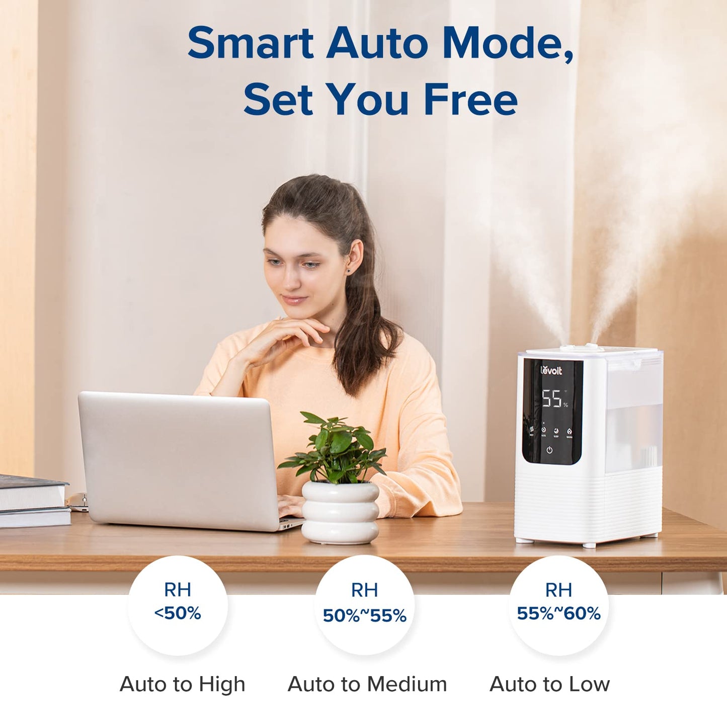 LEVOIT OasisMist Smart Cool and Warm Mist Humidifier for Large Room White