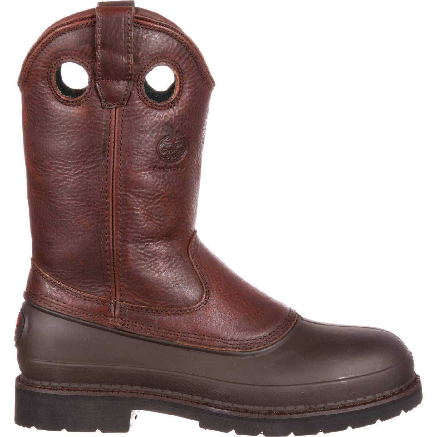 Georgia Men's Pull-On Mud Dog Steel Toe Comfort Core Work Boot ,Brown Natural,9.5 W