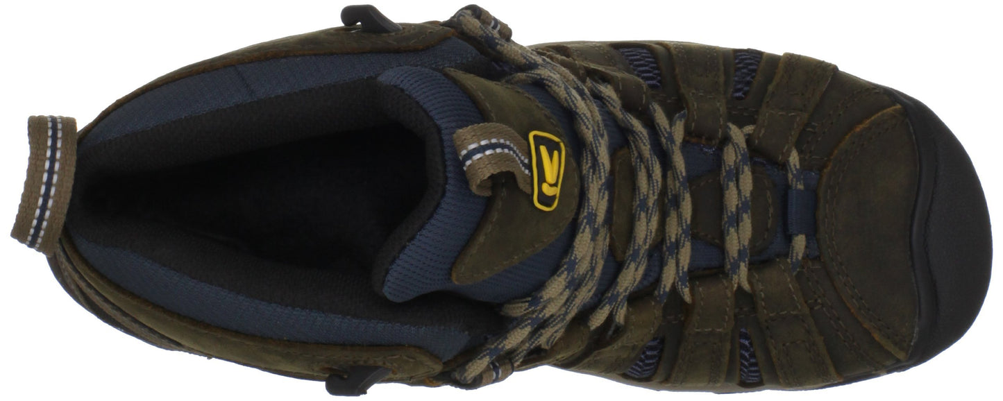 KEEN Utility Men's Steel Toe Flint Mid Work Boot,  Shitake/Midnight Navy, 8.5 2E US