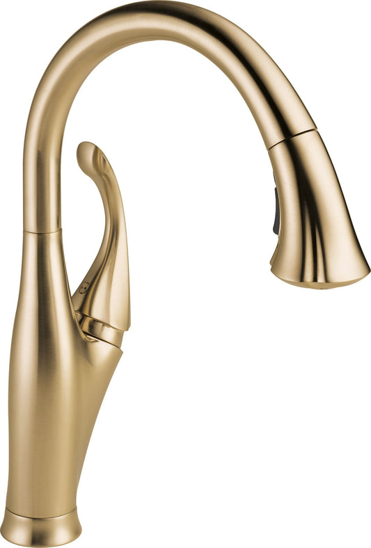 Delta Faucet Addison Single-Handle Kitchen Sink Faucet with Pull Down Sprayer, ShieldSpray Technology and Magnetic Docking Spray Head, Champagne Bronze 9192-CZ-DST