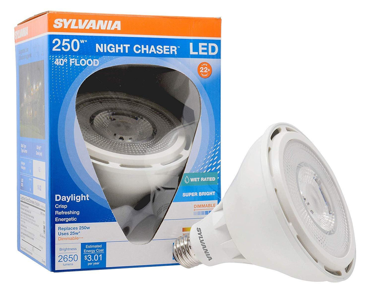 4 PACK 25-Watt 250-Watt Equivalent Daylight LED Night Chaser Flood Light Bulb
