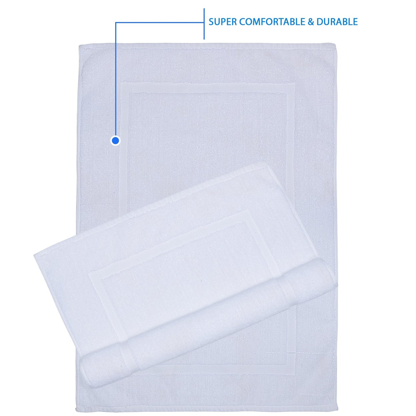 Alurri Luxury Bath Mat  2 Pack Bundle - 100% Ringspun Cotton - Mold Resistant  Hotel and Spa Bath Rug, Machine Washable, Quick Dry  Thick, Soft & Super Absorbent - Extra Wide 21" x 34" Inch - White