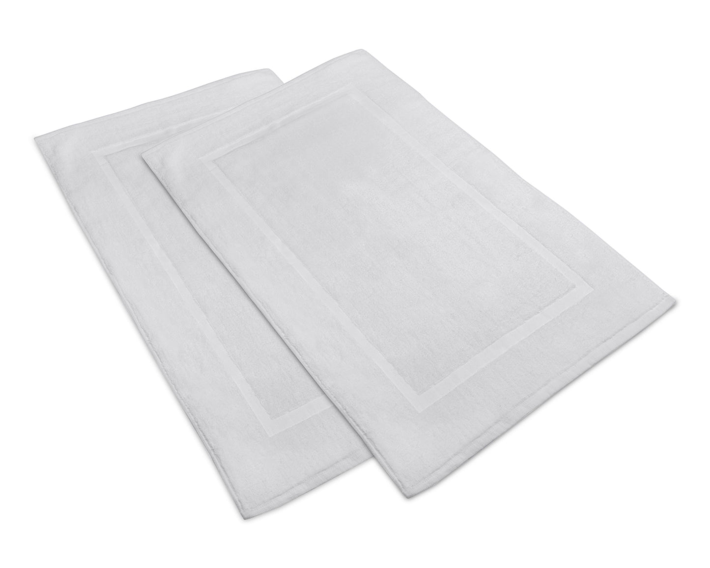 Alurri Bath Mat Set - 2 Pack - White 20"x30" - Shower/Bathtub Step Out Reversible Towel Like Mat [NOT A Rug]| Soft Cotton Machine Washable & Super Absorbent Hotel Spa Bathroom Floor Towel Mats